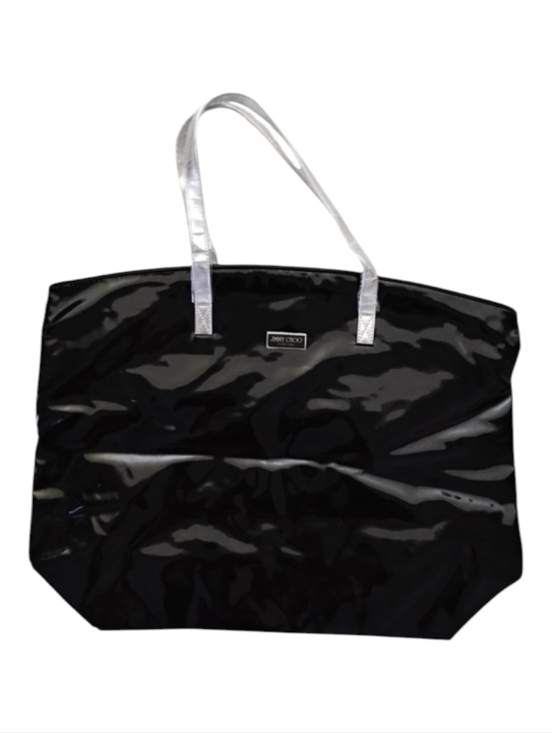 Jimmy Choo Handbags - Jimmy Choo Parfume Black Faux Leather Tote with Silver Straps